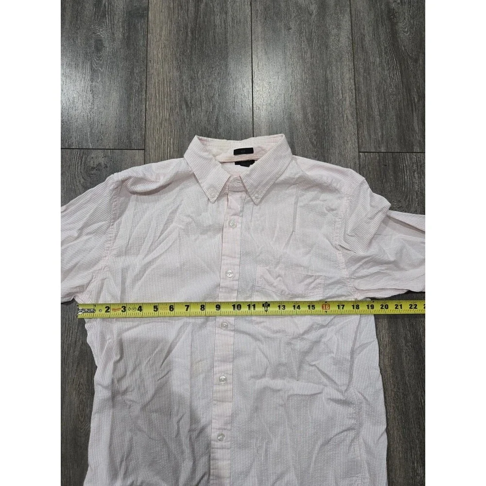 J.Crew Mens Medium Slim Fit Pink White Striped Button Down Shirt